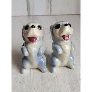 Vintage blue begging puppy dog ceramic salt pepper shakers‎